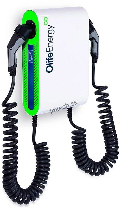 OlifeEnergy DoubleBox CLOUD, dobíjacia stanica s dvoma krútenými káblami, 2x 22kW