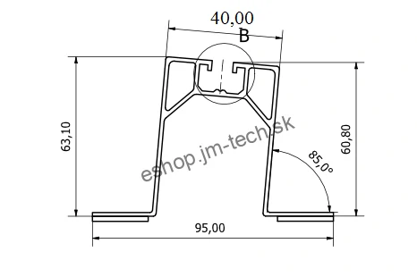 Profil Plechova krytina 60x400mm, EPDM