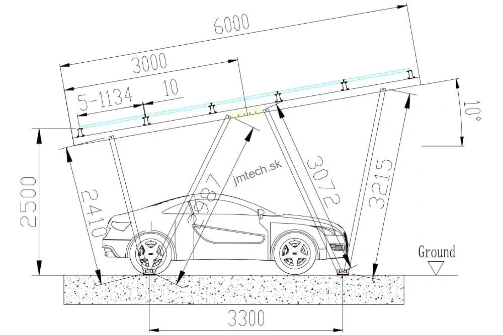 Carport pre 4 auta hliníkový  VV
