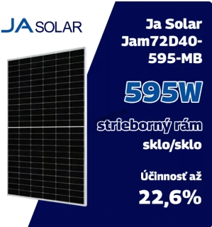 Fotovoltaický solárny panel JA Solar JAM72D40 595Wp strieborný rám, bifaciál